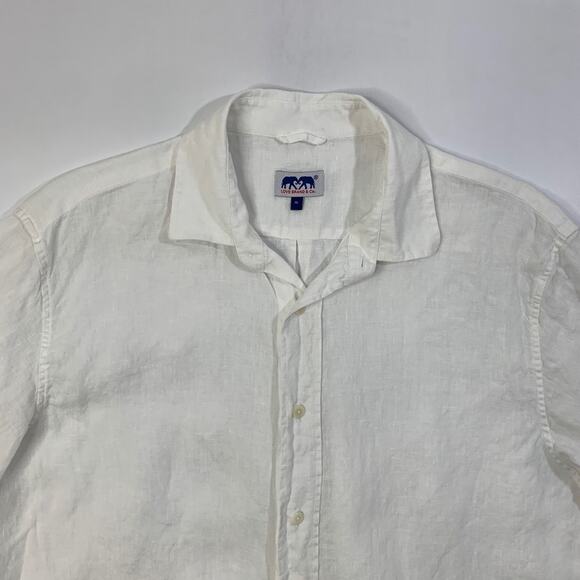 Love Brand & Co Shirt Mens Extra Large Cream Linen Button Up Long Sleeve Dress - Picture 4 of 10